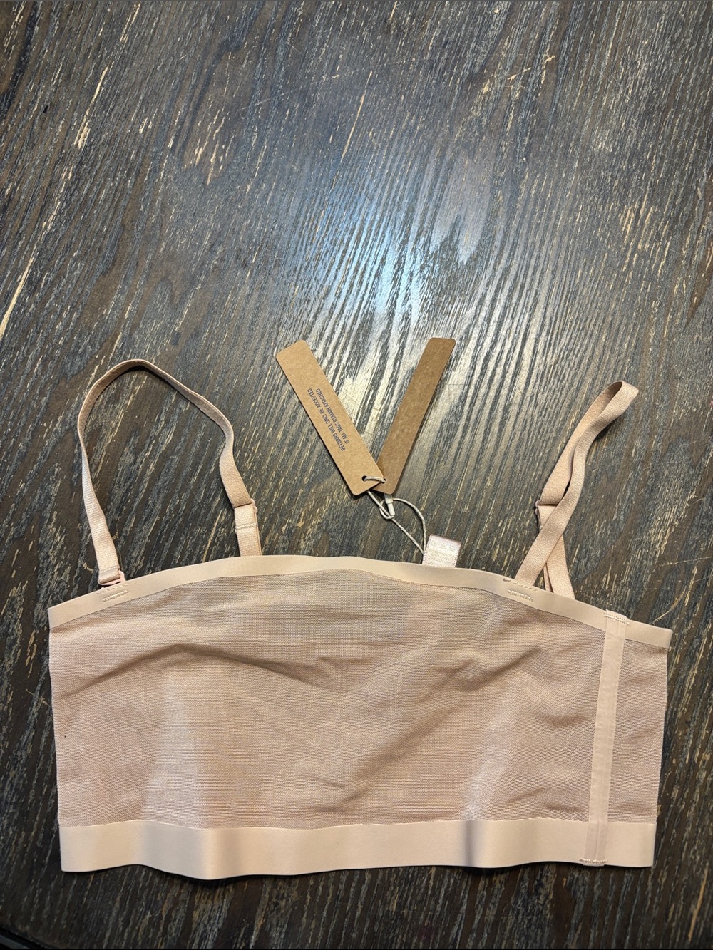 SKIMS Clay small sheer mesh Light Nude Convertible Bandeau Bralette with Straps